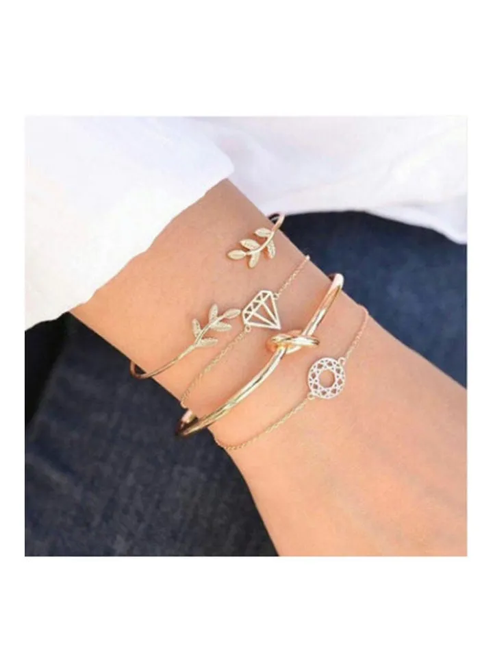 4-Piece Leaf Knotted Fashion Bracelets