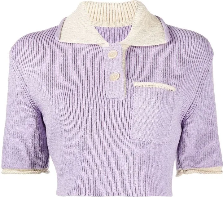 Le polo ribbed knit top