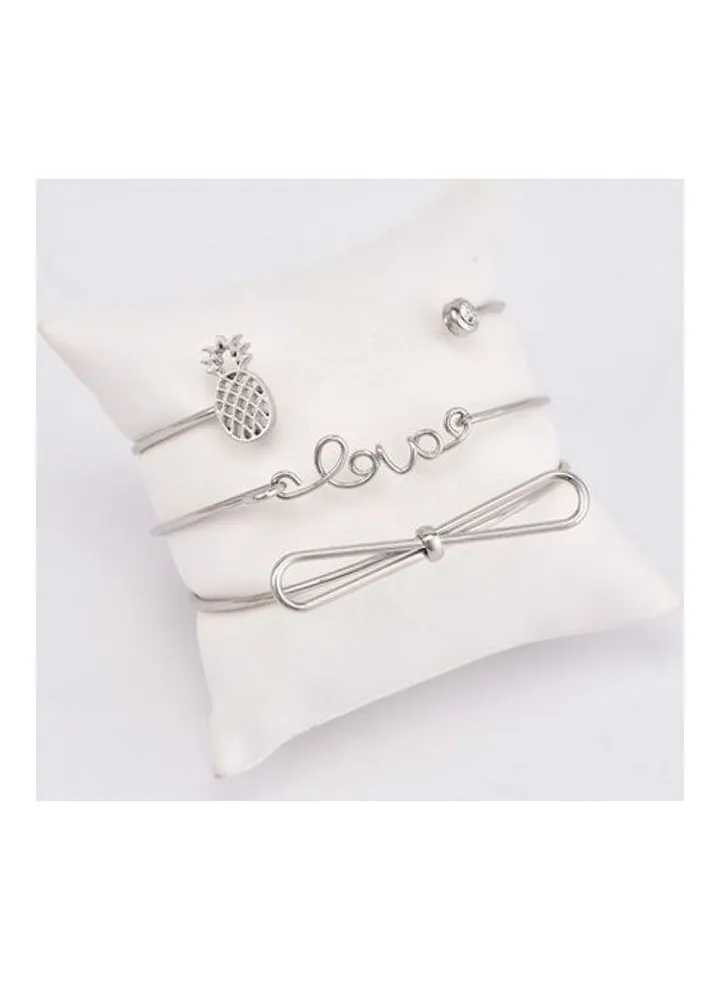 3-Piece Moon Leaf Design Bracelet Set