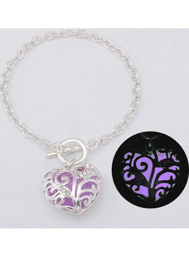 Simple Hollow Out Heart Rhinestone Bracelet