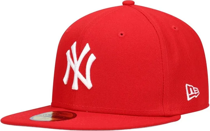 Men's New Era Red New York Yankees Logo White 59FIFTY Fitted Hat