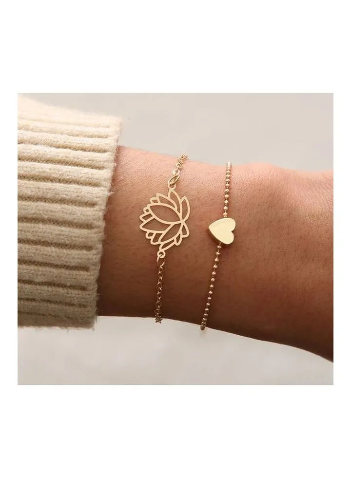 2-Piece Lotus Love Fashion Bracelets