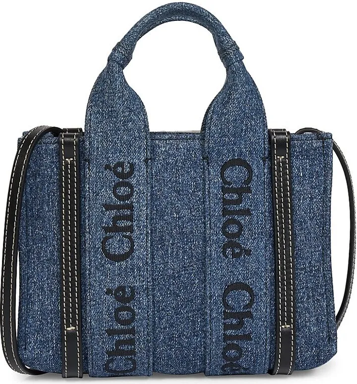 Woody Small Denim Tote Bag
