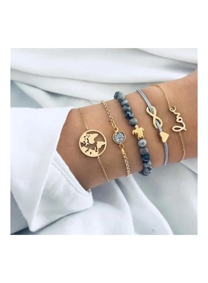 5-Piece Love Heart Fashion Bracelets