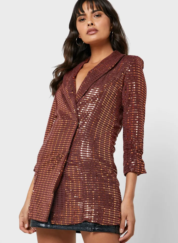 Longline Glitter Blazer