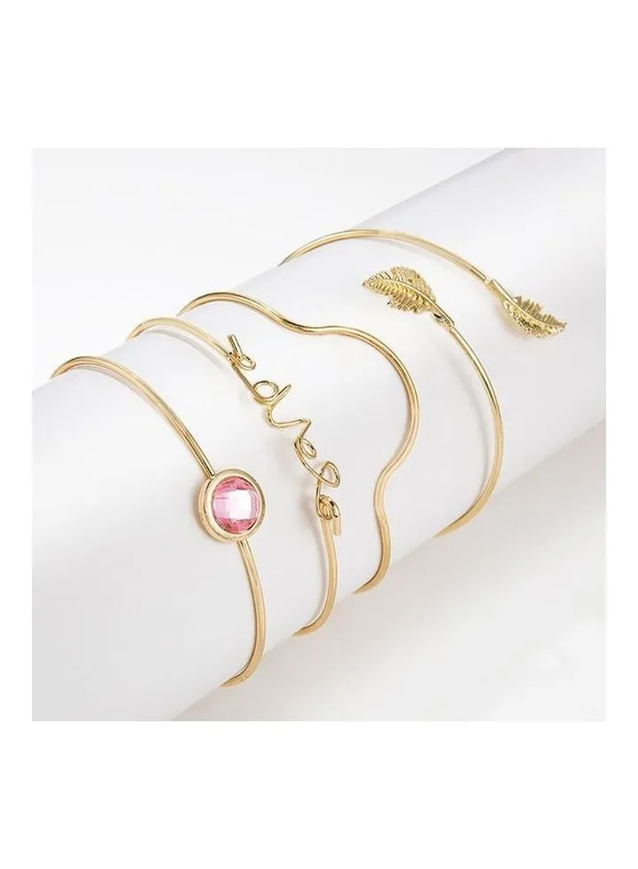 4-Piece Leaf Alphabet Fashion Bracelets