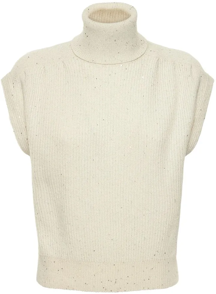 Sequined cashmere blend knit vest