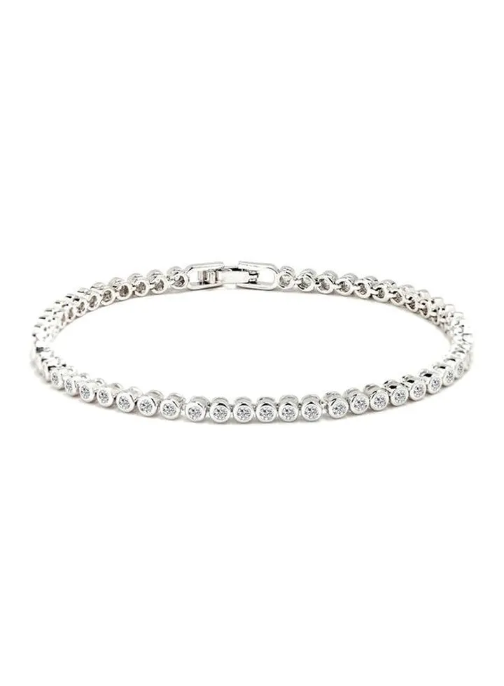 18Karat White Gold Plated Crystal Studded Bracelet