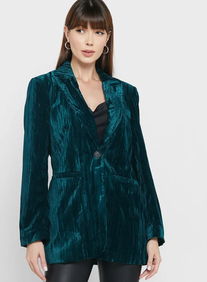 Velvet Pocket Detail Blazer