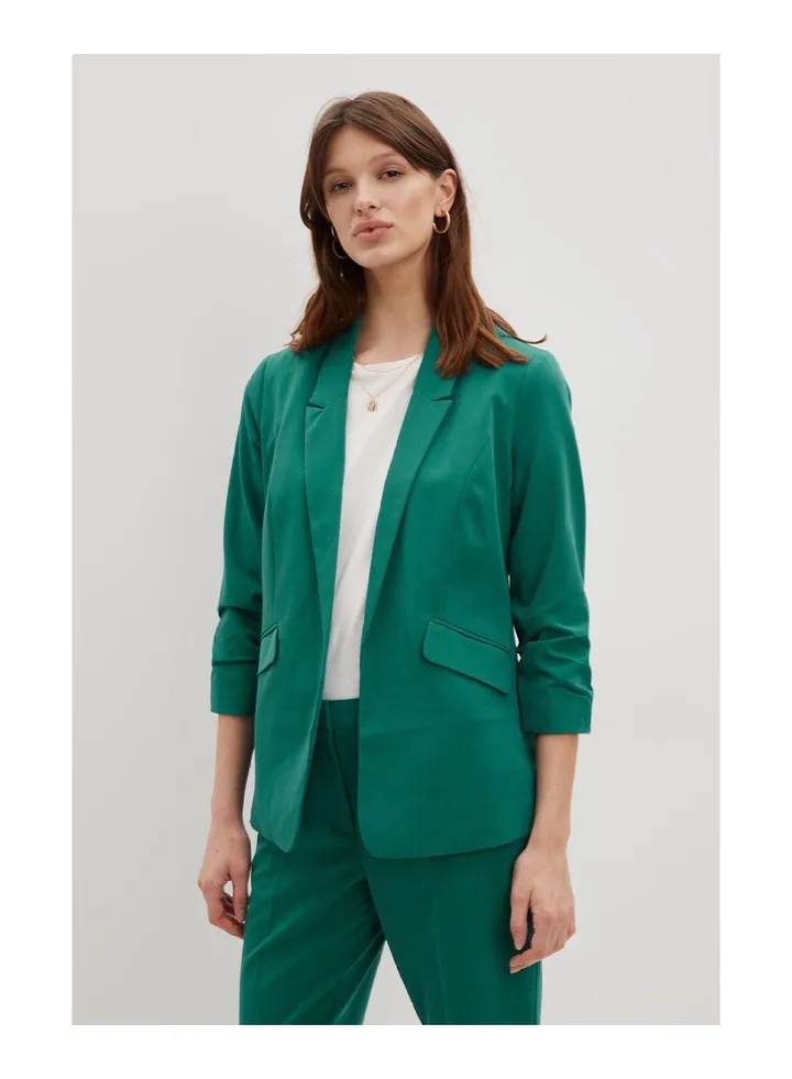 Ruched Sleeve Blazer