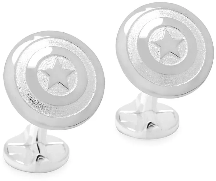 Marvel Sterling Silver 3D Captain America Shield Cufflinks