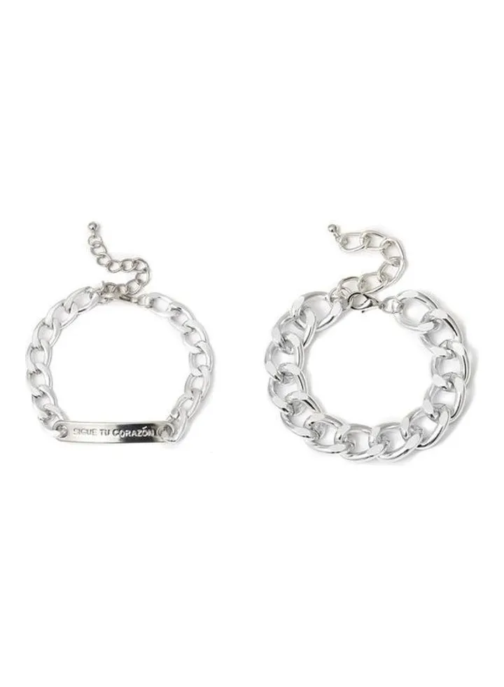 2-Piece Fashionable Letter Chain Bracelet