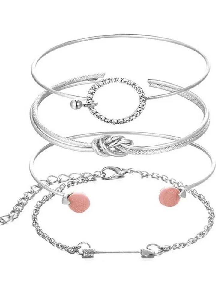 4-Piece Rhinestone Studded Fashion Bracelets