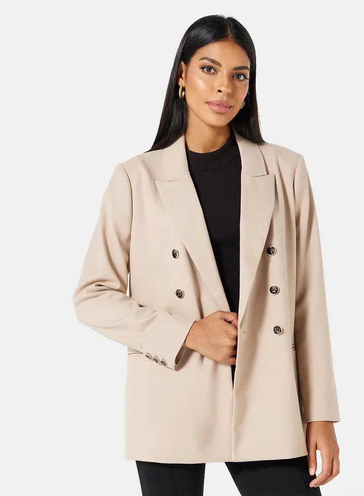 Double-Breasted Blazer Beige