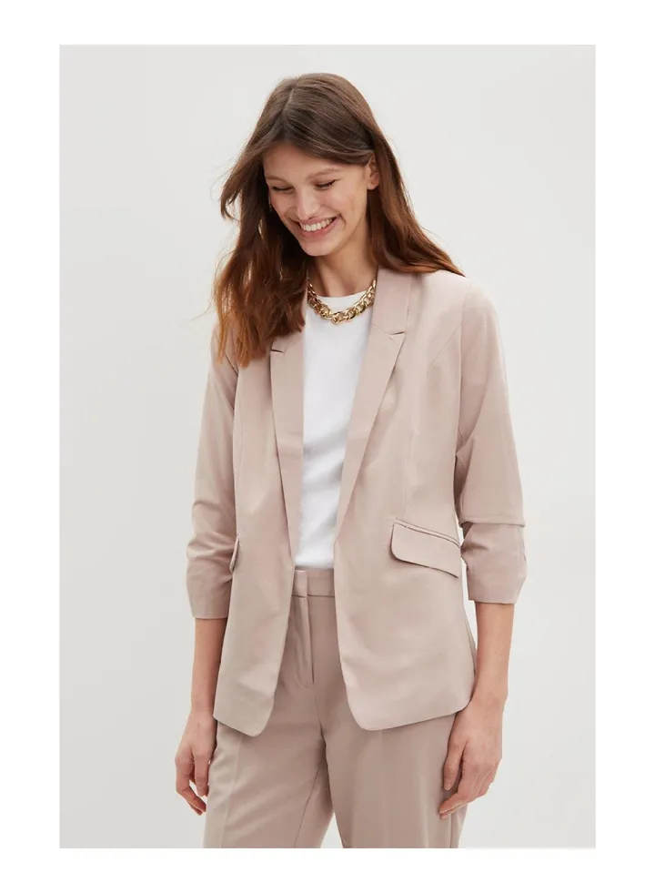 Ruched Sleeve Blazer