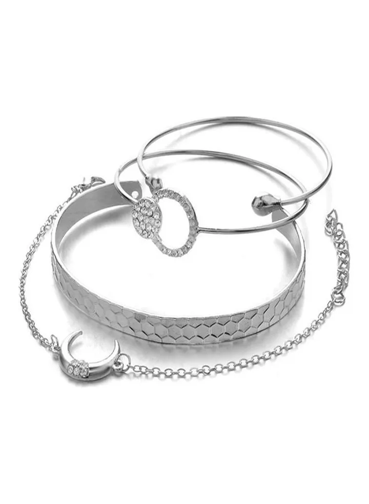 4-Piece Rhinestone Studded Fashion Bracelets