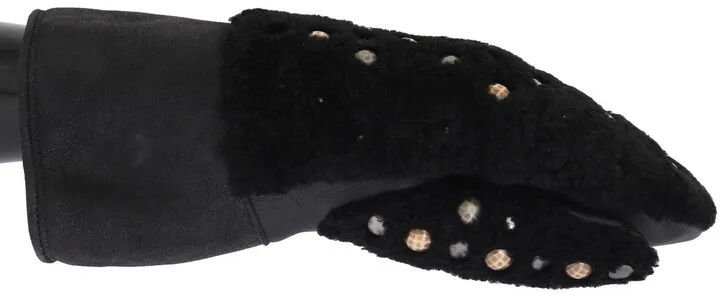 Dolce & Gabbana Leather Shearling Studded Men's Gloves