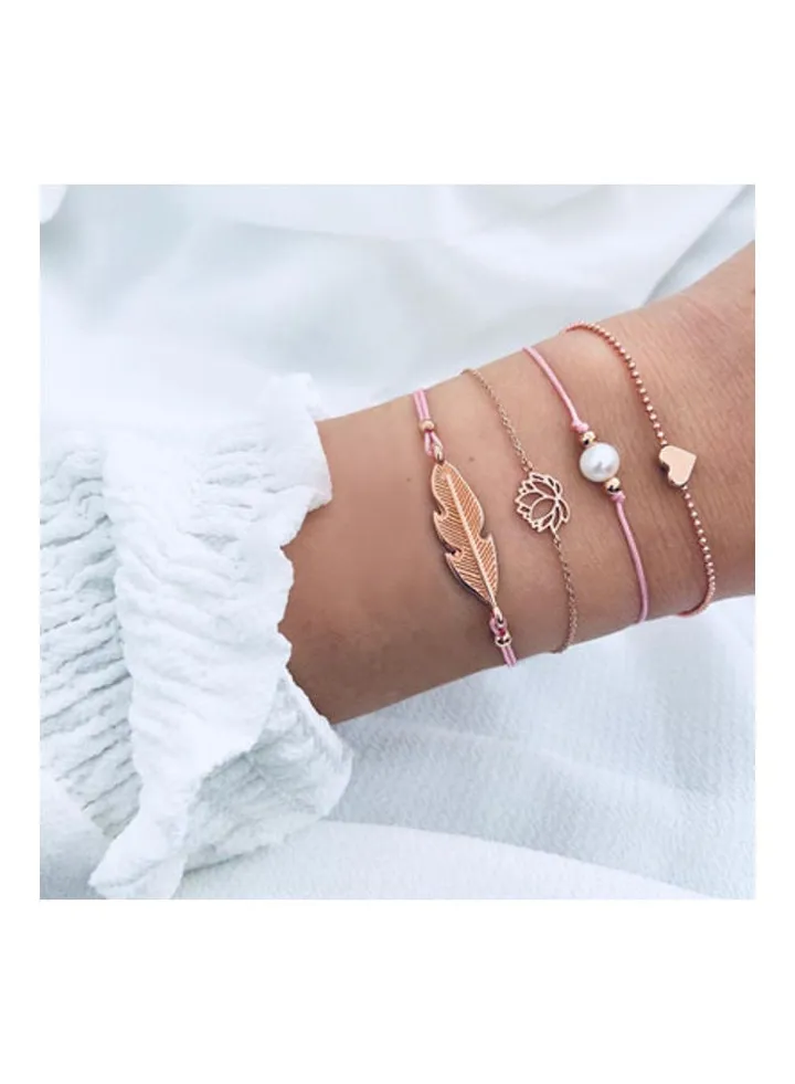 4-Piece Pearl Lotus Fashion Bracelets