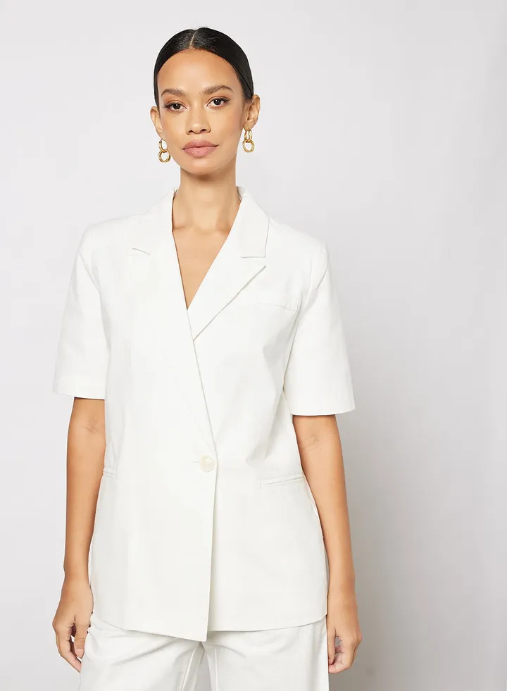 Short Sleeve Blazer White