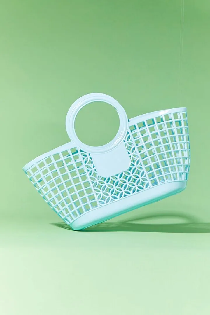 Vinyl Basket Tote Bag