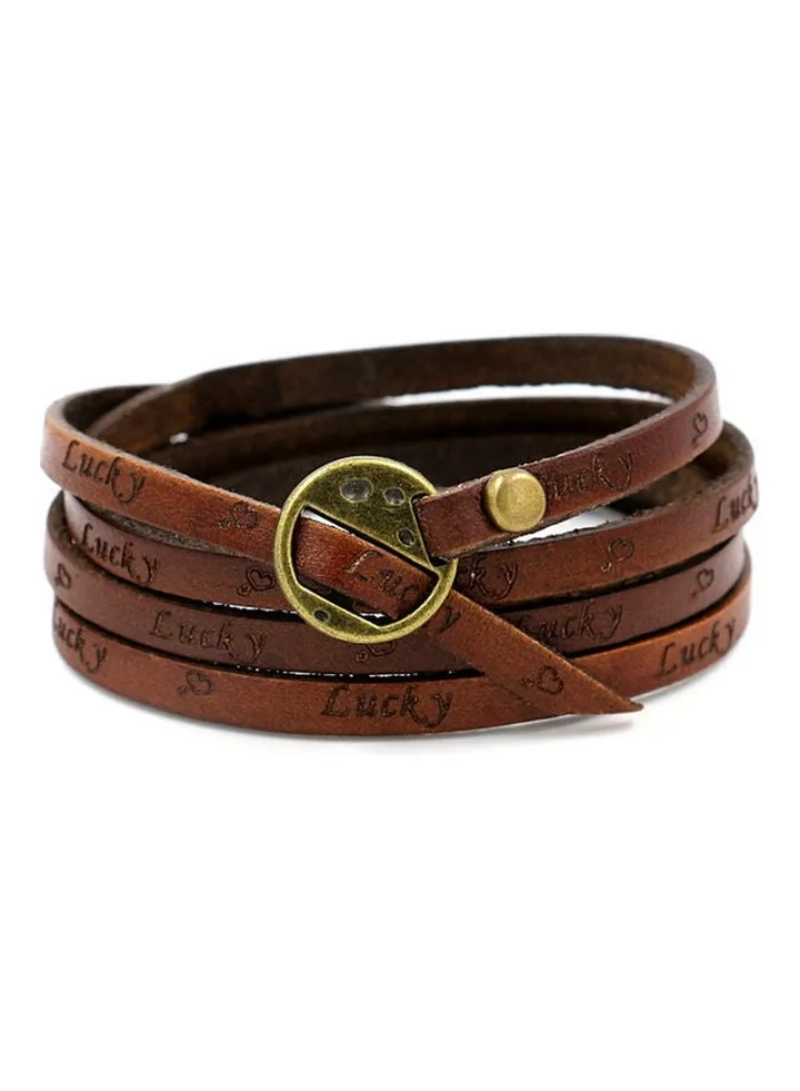 Letter Inlay Multi Layer Simple Punk Vintage Bracelet