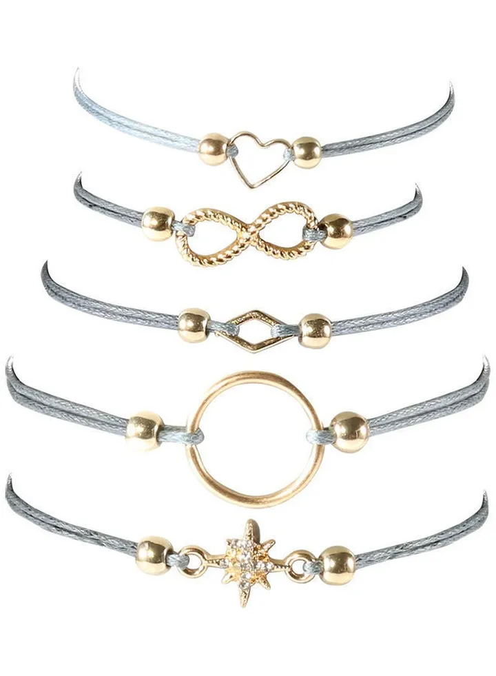 5-Piece Geometry Star Design Fashion Bracelets Set