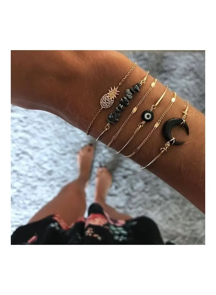 5-Piece Pearl Wave Fashion Bracelets
