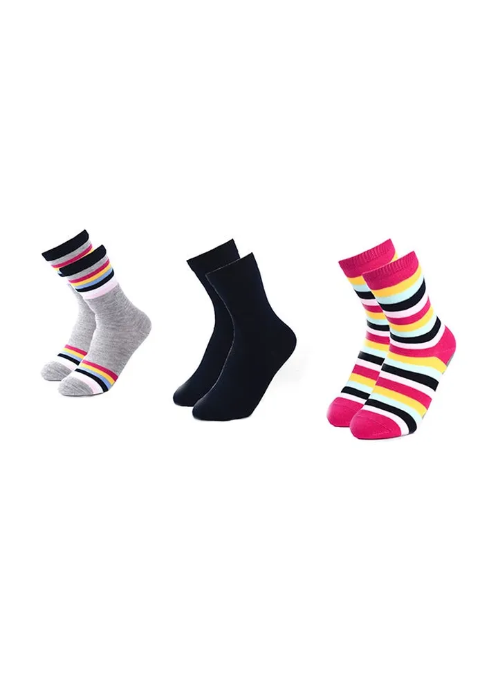 Pack Of 3 Casual Wear Socks Multicolour