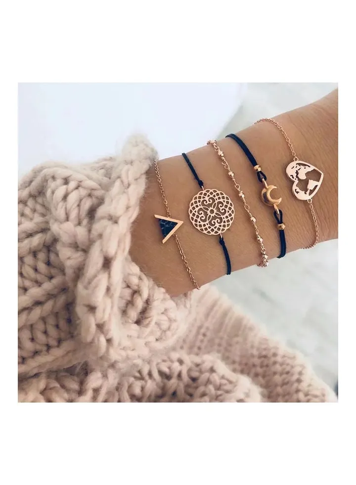 5-Piece Hollow Bead Fashion Bracelets
