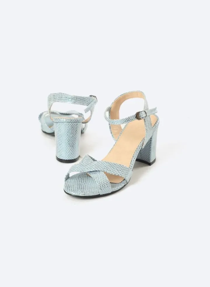 Sandal Heels Leather Snake Dots
