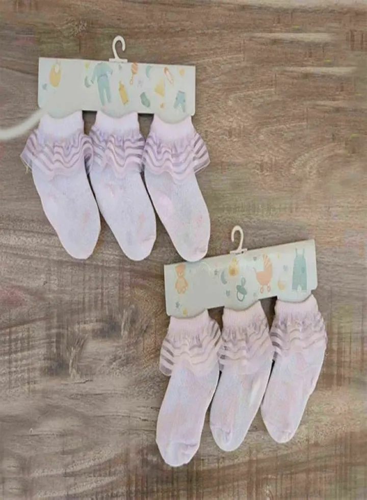 Bundle Of 6 Soft Cotton Socks For Baby Girls