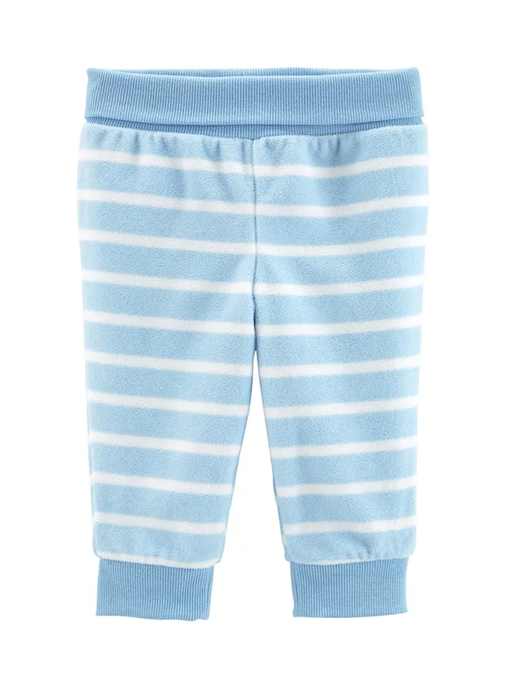 Striped Print Fleece Cuffed Joggers Blue/White