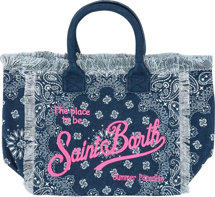 Canvas handbag with logo embroidery