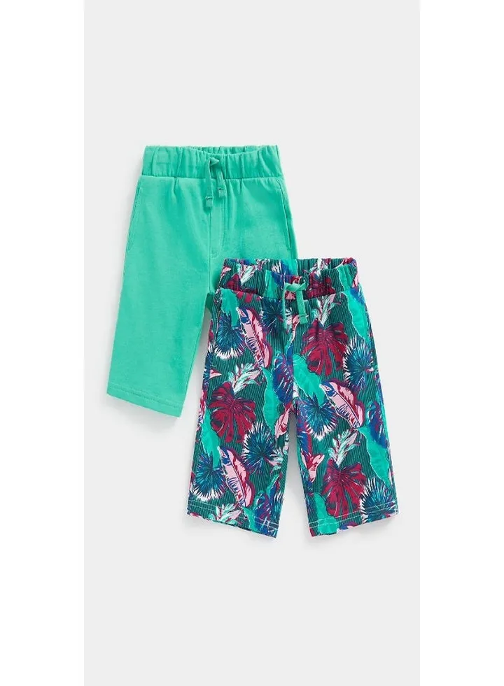 Green and Printed Shorts 2 Pack