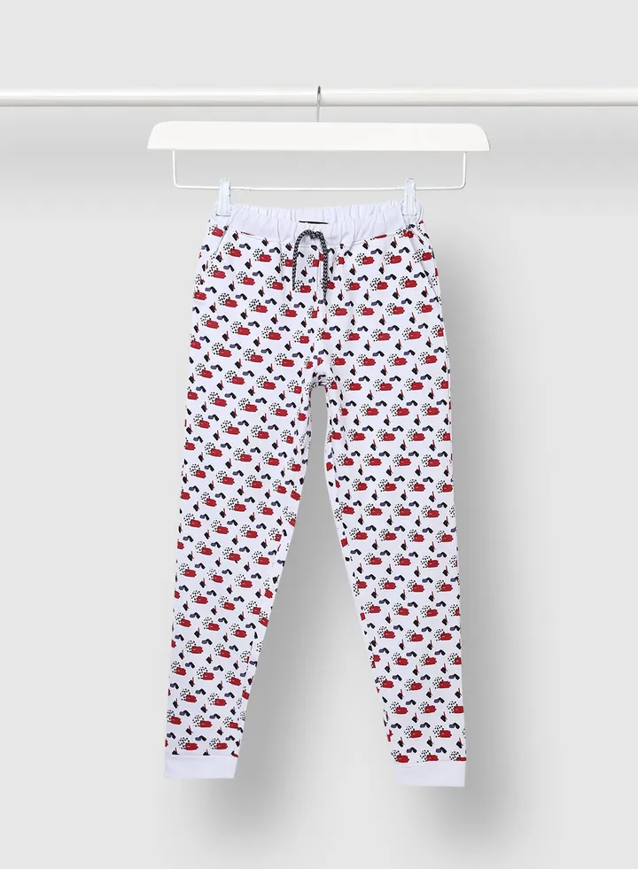Trendy Girls Printed Joggers Red/Black/White
