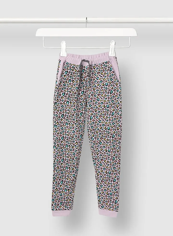 Stylish Girls Printed Joggers Black