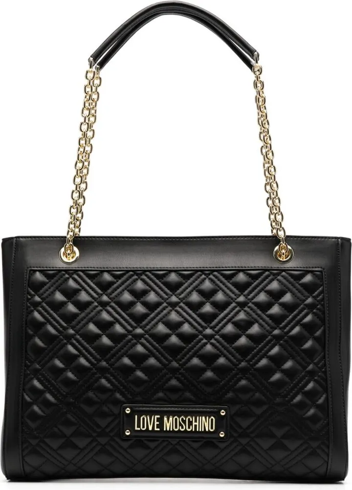 Faux-Leather Quilted Shoulder Bag