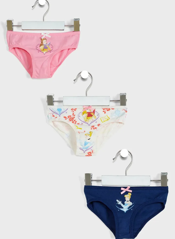 Kids 3 Pack Princess Briefs