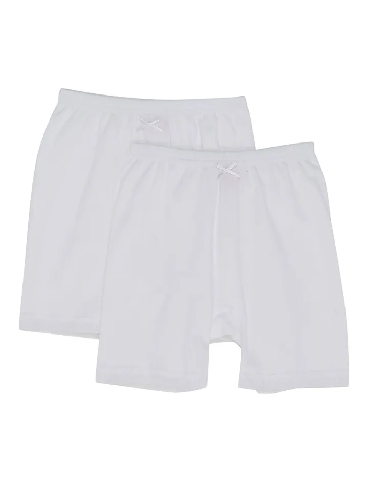 2-Piece Cotton Half Pants White