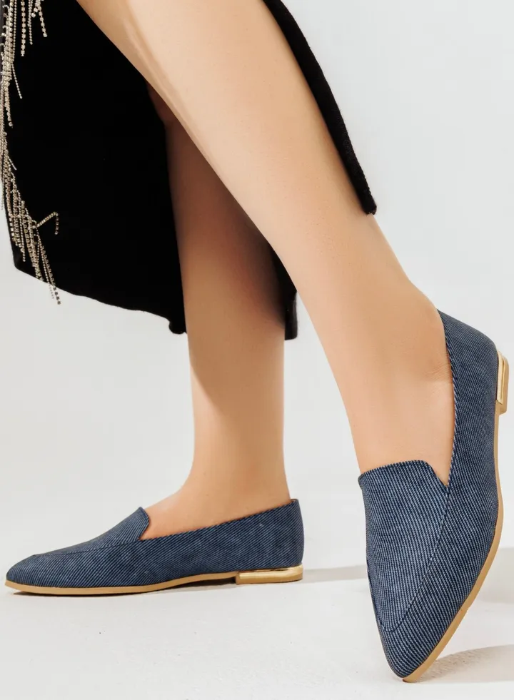 Ballerina FlatHigh Quality Leather-BLUE