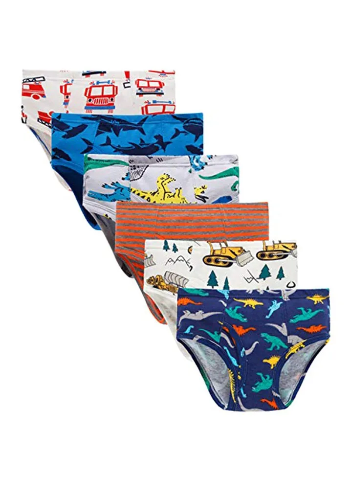 Little Boys Briefs Dinosaur Truck Toddler Kids Underwear (Pack Of 6) 4T/5T Multicolour