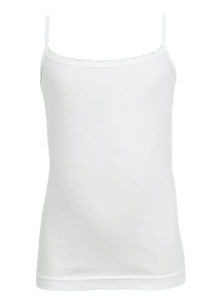 Camisole Undershirt Girls Cotton White With Lace