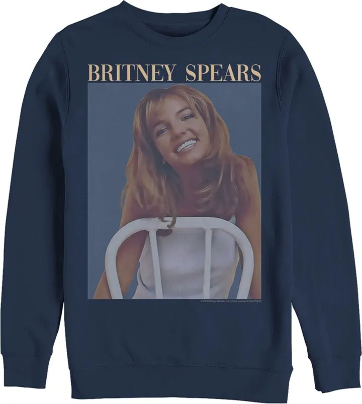 Men's Britney Spears Faded Smile Poster Sweatshirt - Navy Blue - X Large