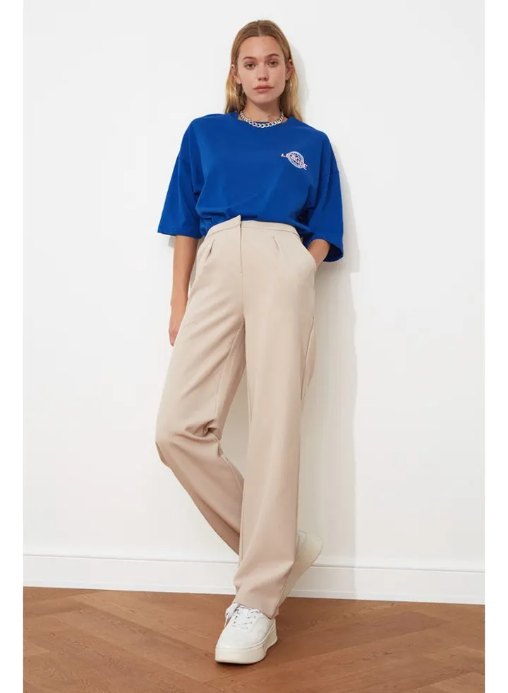 Stone Straight Cut Wide Leg Pleated Woven Trousers TWOSS21PL0155