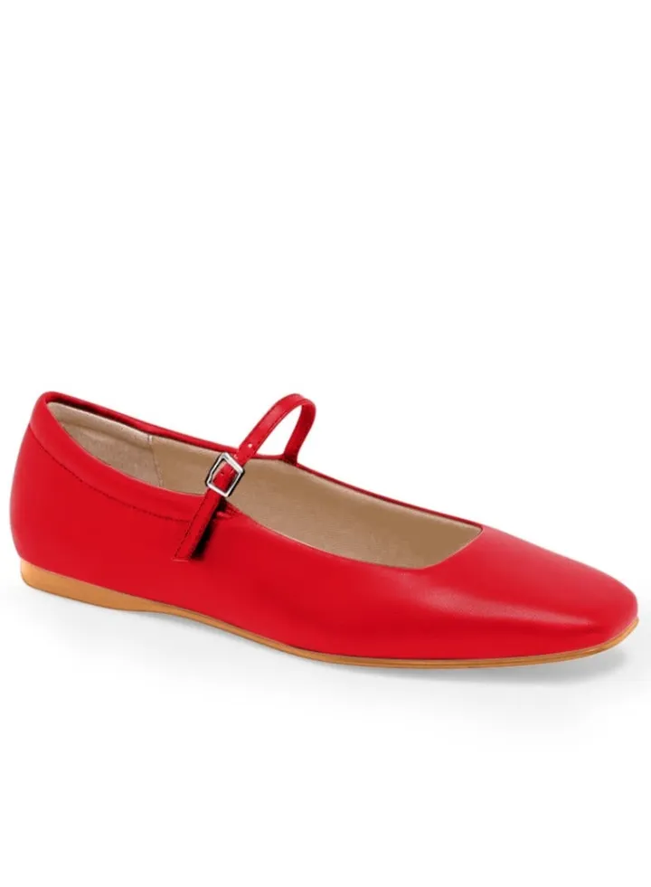 BAILATIRA RED FLATS Square-Toe HANDMADE FOR WOMEN