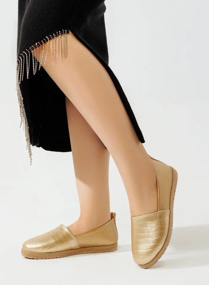 Lifestylish BN-58 Ballerina leather stylish flat - Gold