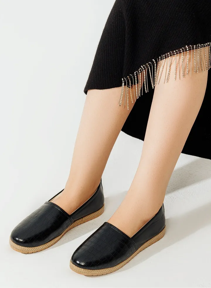 Lifestylish BN-58 Ballerina leather stylish flat - Black