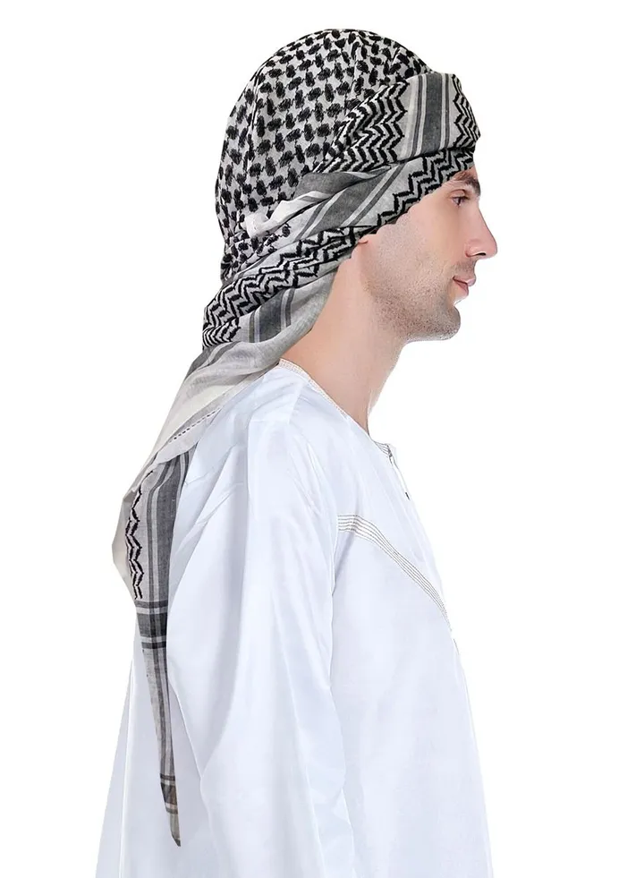 Men's Arab Headscarf Muslim Headwear Black/Grey