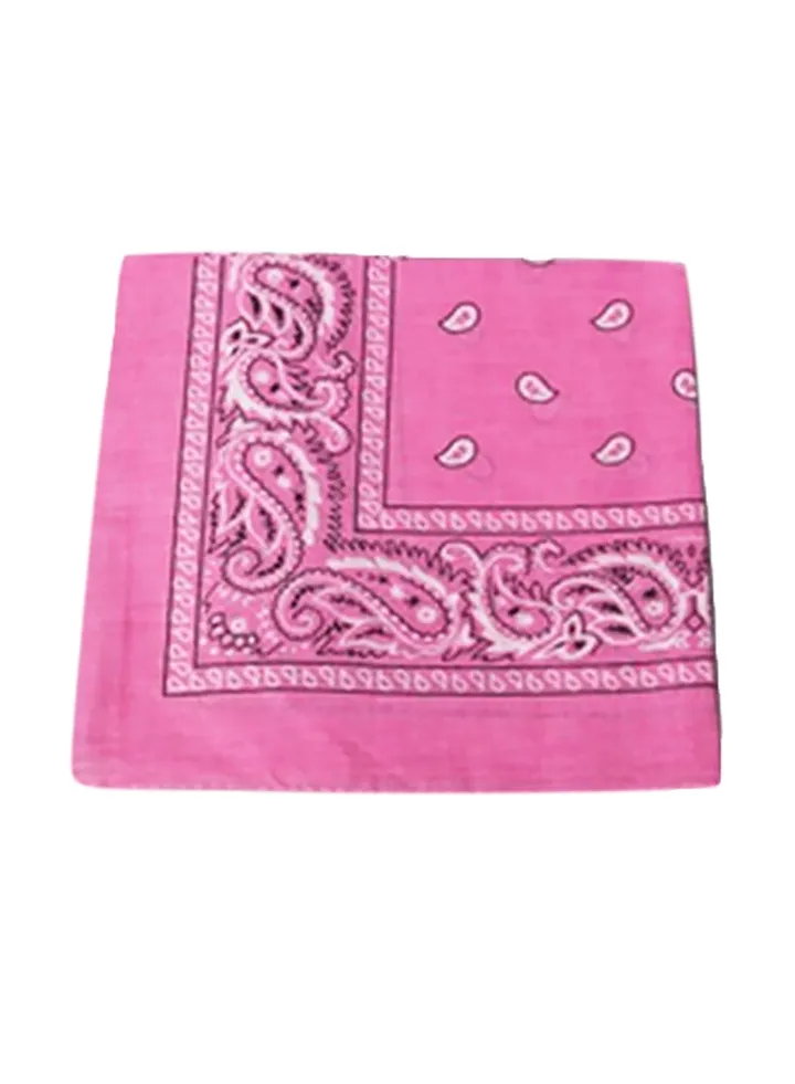 Square Paisley Head Wrap Scarf Pink
