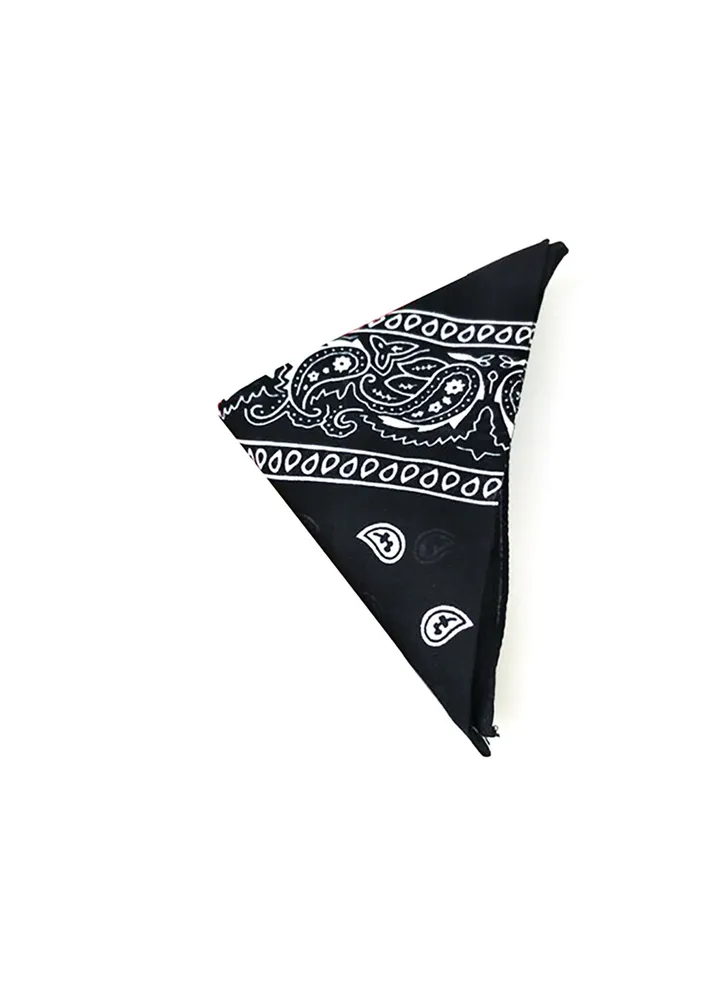 Square Paisley Head Wrap Scarf Black/White
